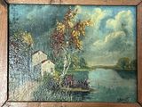 une peinture représentant un vase contenant des fleurs