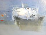 a painting of a boat in a body of water