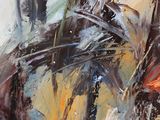 painting of a painting of a tree with a bird perched on it ' s branch