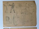 two drawings of a man and a woman are shown on a piece of paper