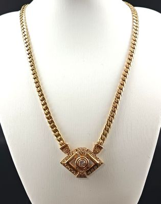 Collier en or jaune 18K orné d'un diamant taille ancienne d'…