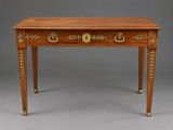 a small table with a drawer on the top and a drawer on the bottom