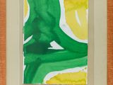 a picture of a picture of a picture of a green and yellow painting