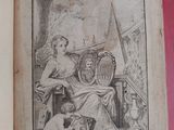 an old book with a picture of a woman and a dog on it
