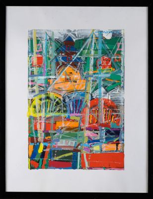 Michel GODJEVAC ( XX- XXI) " Composition abstraite" gouache …