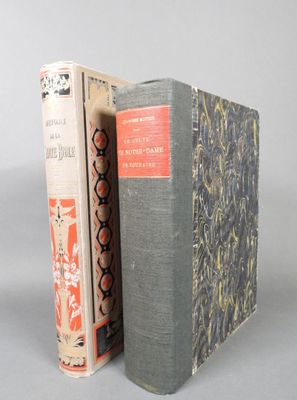 two books are sitting side by side on a gray surface