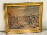framed picture of a painting of a battle with men on horseback