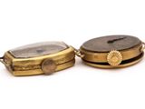 pair of antique pocket watches on white background with white background