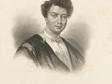 an old black and white portrait of a man with curly hair