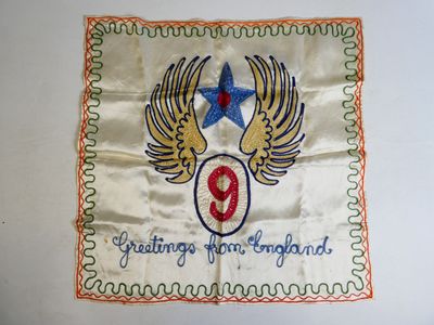 an old embroidered banner with a star and a star on it