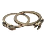 pair of silver rings on white background with white background