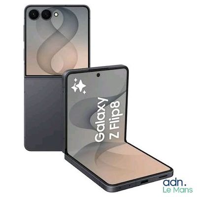 two galaxy z flips are next to each other on a white background