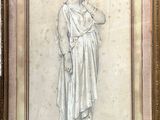 un vieux dessin d'une femme tenant un bébé dans ses bras