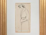l'image d'un dessin représentant une femme avec un chapeau
