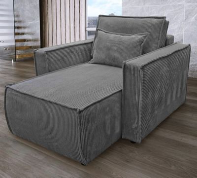 Fauteuil MARIJO en velours côtelé anthracite, dimensions: 10…