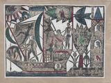 une image représentant un tableau d'un bateau avec des personnes à bord