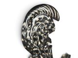 a black and white sculpture of a rooster on a white background