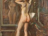 an image of a painting of a nude woman standing in front of a mirror