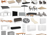 de nombreux types de mobilier d'extérieur sur ce fond blanc