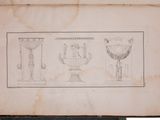 an old book with drawings of vases on it