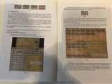 an open book with a picture of stamps on it and a picture of a stamp on it