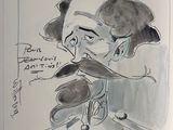 drawing of a man with a mustache and a moustache on his face