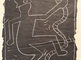 une image représentant un dessin en noir et blanc d'un homme sur un skateboard