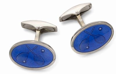 BELFIORE BOUTONS DE MANCHETTE EN ARGENT ET ÉMAIL paire de bo…