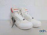 nike air force high top sneaker in white with red and black logo