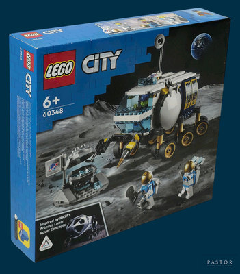 a box of lego city space vehicles on the moon