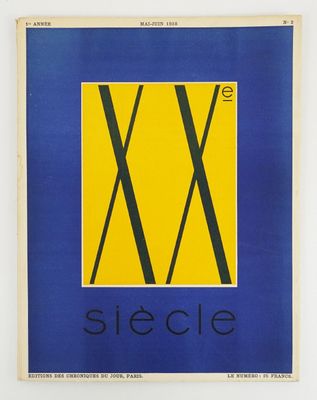 a blue and yellow poster with the words siecle on it