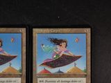 these are two cards with a picture of a girl riding a flying saucer