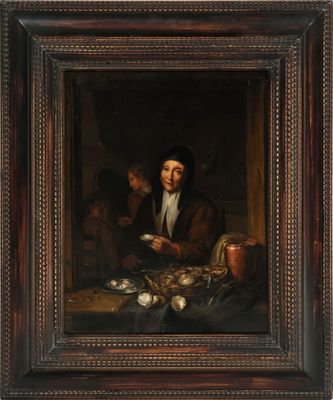 un tableau représentant un homme en train de manger devant une table
