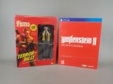 two boxed action figures of a man with a gun and a woman with a gun