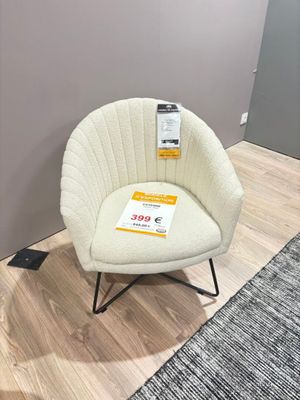 Fauteuil H&H modèle CAYENNE (pv 399€) tissu écru bouclé - Photo 1