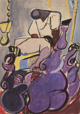 l'image d'un tableau représentant un homme assis sur un canapé