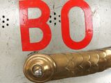 a close up of a helmet with the word boo written on it