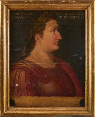 portrait of a woman in a red dress with a gold frame