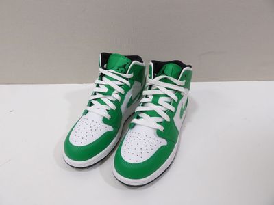 nike air jordan 1 mid green / white - black - white