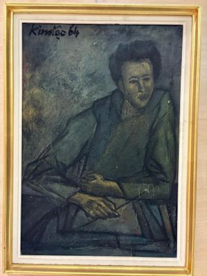 KIMLOC "Portrait d'homme", huile sur toile.