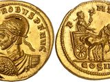 a gold coin with an image of a man riding on a horse