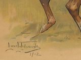 a drawing of a horse that is standing in the grass