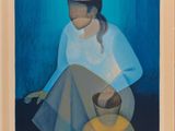 une image représentant un tableau d'une femme portant un bol sur la tête