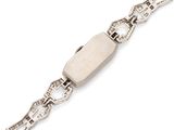 a close up of a silver bracelet on a white background