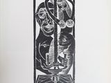 une image représentant un dessin en noir et blanc d'un homme assis sur une chaise
