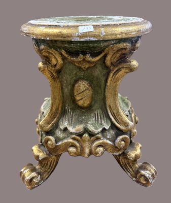 Socle de Statue en bois polychrome h 41