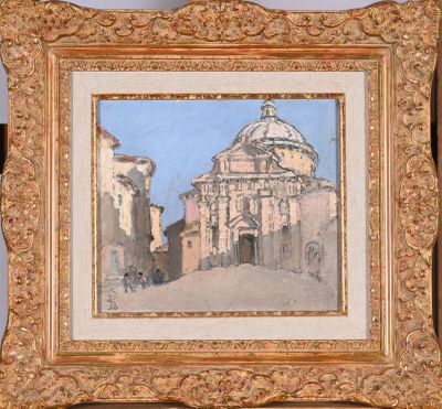 an image of a painting of a building with a dome on top