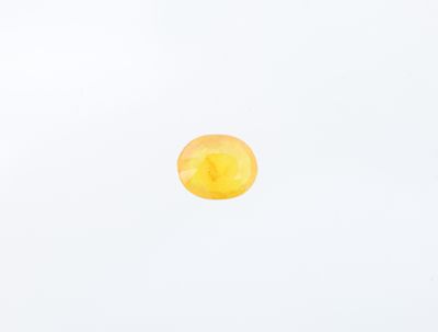 Une orange flotte dans les airs sur un fond blanc