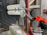 an image of a red truck with a broken steering wheel