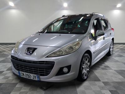 the small silver car is parked in a large room